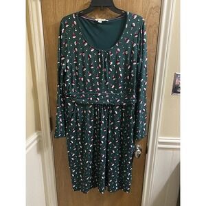 BODEN Mabel Jersey Dress in Green Bud Floral Style J0034 Modal Size 14L Pockets